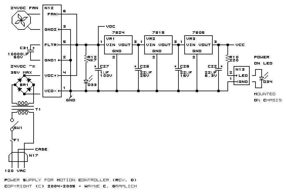 CNC Controller Motion Schematics (Rev. D) AC Adapter Circuit gramlich.net