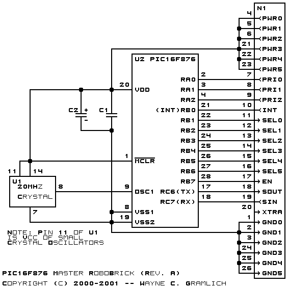 PIC16F876 RoboBrick Schematic